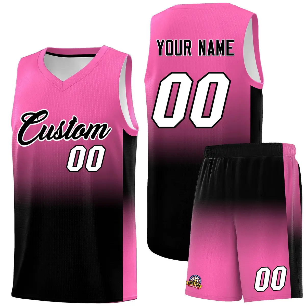 Pink Black Gradient Fashion Basketball Jersey