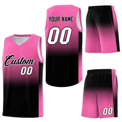 Pink Black Gradient Fashion Basketball Jersey 7