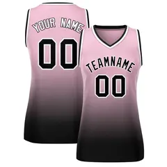 Pink Black Gradient Fashion Mesh Basketball Jersey For Women