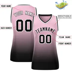 Pink Black Gradient Fashion Mesh Basketball Jersey For Women 2