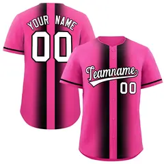 Pink Black Gradient Lapel Fashion Baseball Jersey 1