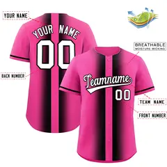 Pink Black Gradient Lapel Fashion Baseball Jersey 2