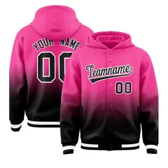 Pink Black Gradient Letterman Varsity Jacket Hoodie