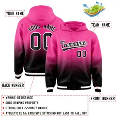 Pink Black Gradient Letterman Varsity Jacket Hoodie 4