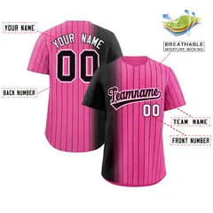 Pink Black Gradient Pinstripe Baseball Jersey 2