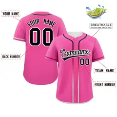 Pink Black Gradient Ribbed Authentic Baseball Jersey 2