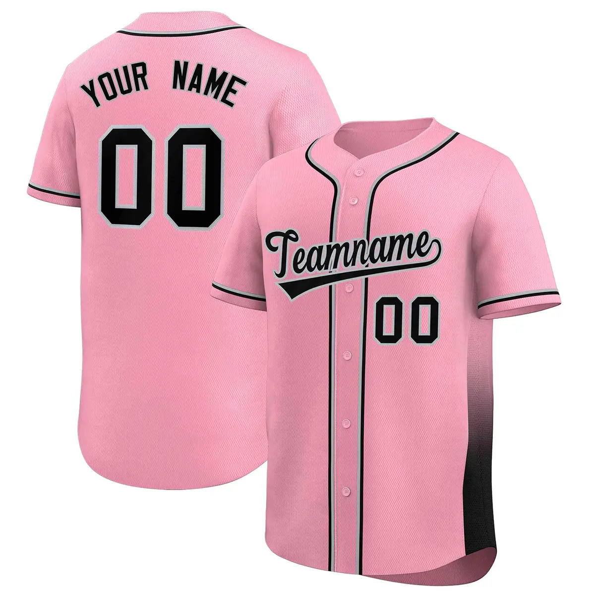 Pink Black Gradient Side Authentic Baseball Jersey