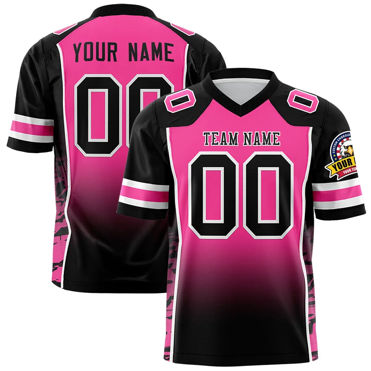 Pink Black Gradient Side Pattern Authentic Football Jersey