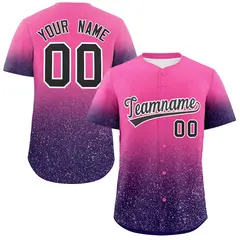Pink Black Gradient Sparkle-Effect Authentic Baseball Jersey 1