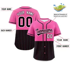 Pink Black Half Stripe Authentic Baseball Jersey 2