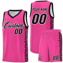 Pink Black Indians Pattern Basketball Uniform Jersey