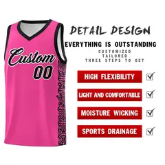 Pink Black Indians Pattern Basketball Uniform Jersey 2