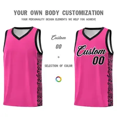 Pink Black Indians Pattern Basketball Uniform Jersey 3