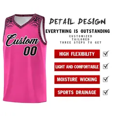 Pink Black Indians Print Basketball Uniform Jersey 2