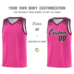 Pink Black Indians Print Basketball Uniform Jersey 3