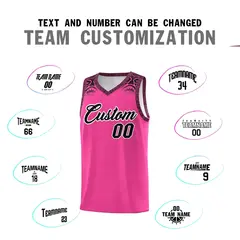 Pink Black Indians Print Basketball Uniform Jersey 4