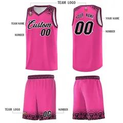 Pink Black Indians Print Basketball Uniform Jersey 5
