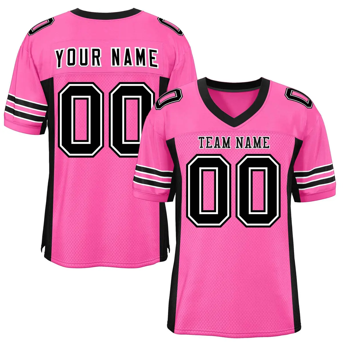 Pink Black Insert Color Mesh Football Jersey
