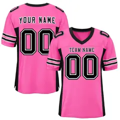 Pink Black Insert Color Mesh Football Jersey
