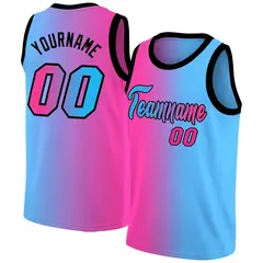 Pink Black-Light Blue Gradient Fashion Basketball Jersey