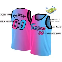Pink Black-Light Blue Gradient Fashion Basketball Jersey 2
