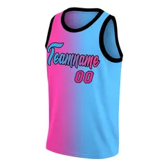 Pink Black-Light Blue Gradient Fashion Basketball Jersey 3