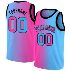 Pink Black-Light Blue Gradient Fashion Basketball Jersey