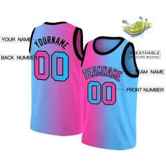Pink Black-Light Blue Gradient Fashion Basketball Jersey 2