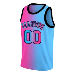 Pink Black-Light Blue Gradient Fashion Basketball Jersey 3