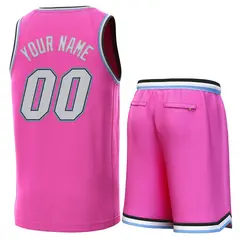 Pink Black-Lt Blue Classic Sets Basketball Jersey 3