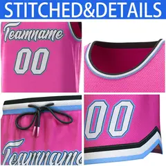 Pink Black-Lt Blue Classic Sets Basketball Jersey 6