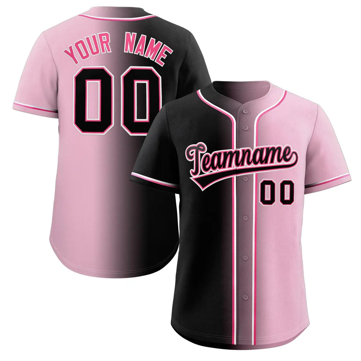 Pink Black-Pink Gradient Fashion Authentic Baseball Jersey