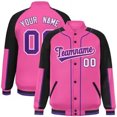Pink Black-Pink Raglan Letterman Jacket