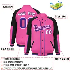 Pink Black-Pink Raglan Letterman Jacket 2