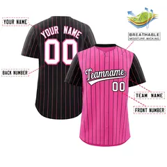 Pink Black Pinstripe Raglan Baseball Jersey 2