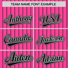 Pink Black Pinstripe Raglan Varsity Letterman Baseball Jacket 3