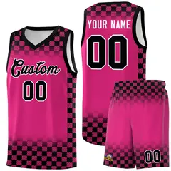 Pink Black Plaid Basketball Jersey for Teams 1