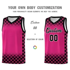 Pink Black Plaid Basketball Jersey for Teams 3