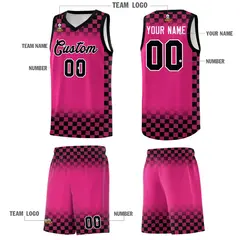 Pink Black Plaid Basketball Jersey for Teams 5