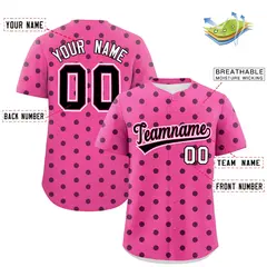 Pink Black Polka Dot Graffiti Authentic Baseball Jersey 2