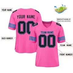 Pink Black-Powder Blue Classic Style Football Jersey 2