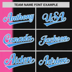 Pink Black-Powder Blue Gradient Stripe Two-Button Softball Jersey 3