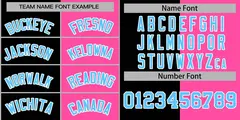 Pink Black-Powder Blue Split Two Tone Letterman Varsity Full-Snap Jacket 3