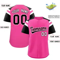 Pink Black Raglan Sleeves Contrast Baseball Jersey 2