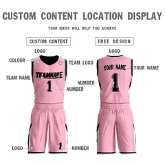 Pink Black Reversible Sportswear Basketball Jersey Sets 4