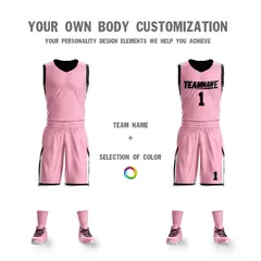 Pink Black Reversible Sportswear Basketball Jersey Sets 5