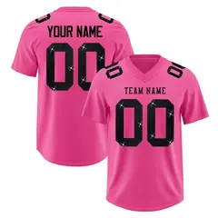 Pink Black Sequin Lettering Stretch Football Jersey 1