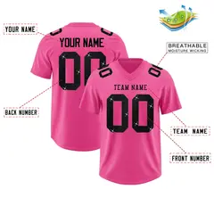 Pink Black Sequin Lettering Stretch Football Jersey 2