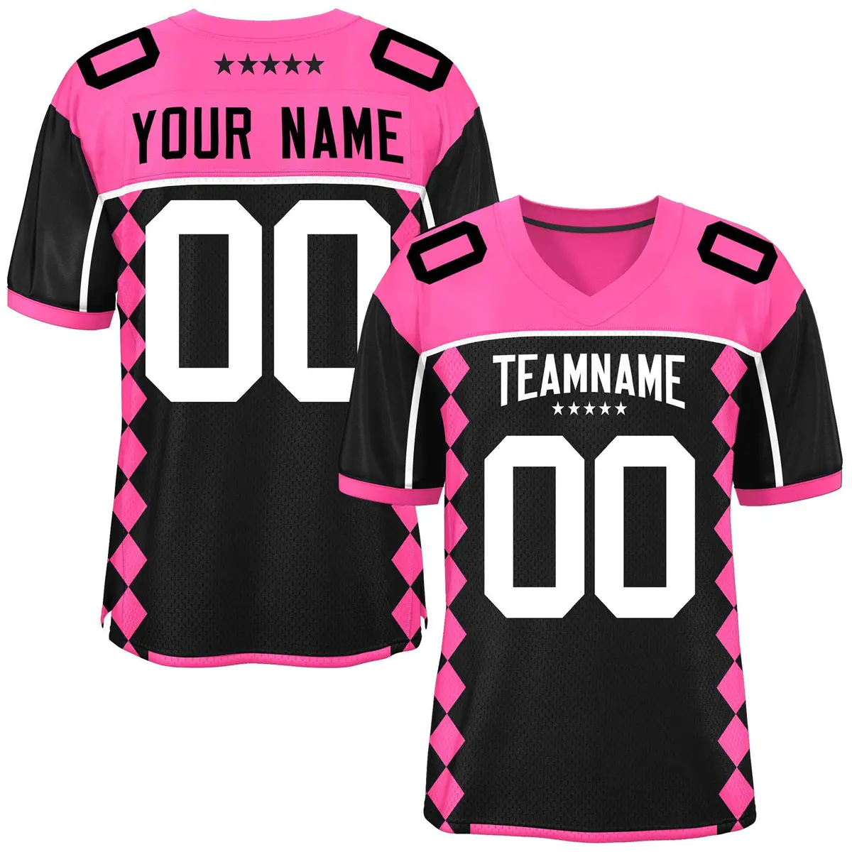Pink Black Side Blocks Raglan Authentic Football Jersey