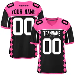 Pink Black Side Blocks Raglan Authentic Football Jersey 1